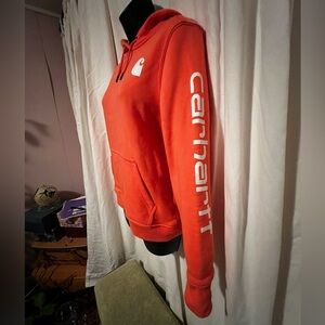 Women's/Unisex Carhartt Relaxed Fit XS Orange/White Hoodie Pullover NWOT